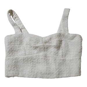 A Loves A White Textured Tweed Crop Top Womens Small